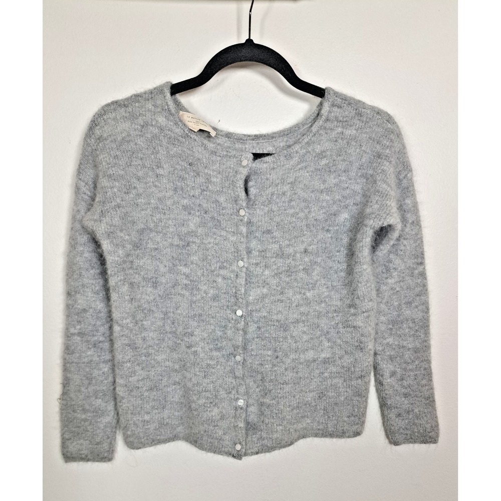 Sézane Sweater Cardigan X-Small Gray Mohair Alpaca Pearl Buttons - Picture 5 of 8